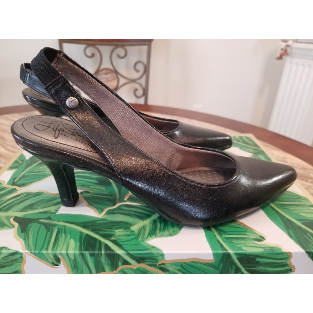 Lite Stride slingbacks, black, size 6